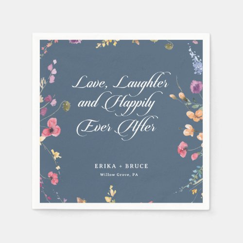 Navy Gold Love Laughter and Happily Ever After Napkins