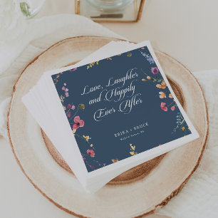 Navy Gold Love Laughter and Happily Ever After  Napkins