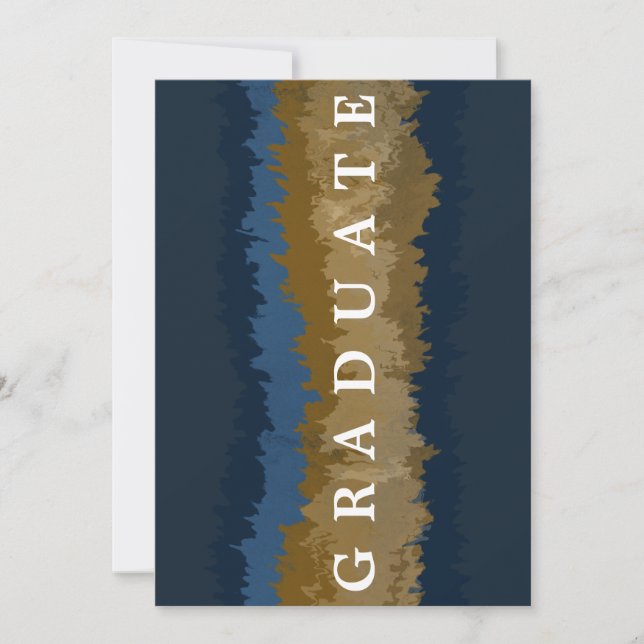 Navy Gold Marble Graduation Announcement Card  (Front)
