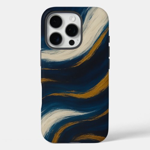 Navy Gold Marble Wave Phone Case