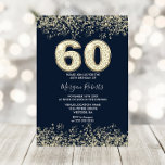 Navy & Gold Mens or Womans 60th Birthday Party Invitation<br><div class="desc">Navy & Gold Mens or Womans 60th Birthday Party Invitation

Beautiful Faux Gold Glitter Confetti Invitation.

Matching collection in Niche and Nest store.

Design Courtesy of Studio Denmark</div>