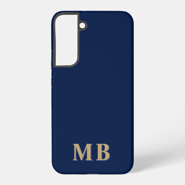 Navy & Gold | Minimal Modern Initial Monogram Samsung Galaxy Case (Back)