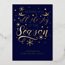 Navy Gold Modern Business Holiday Foil Card