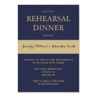 Navy & gold modern rehearsal dinner invitations