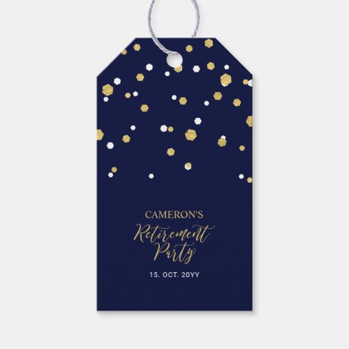 Navy  Gold  Modern Retirement Party Favor Gift Tags