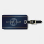 Navy Gold Modern Simple Personalized Monogram Luggage Tag at Zazzle