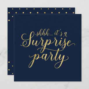 Navy & Gold   Modern Surprise Retirement Party Invitation
