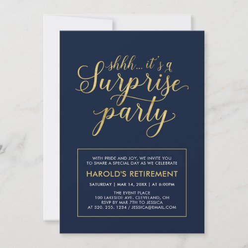 Navy & Gold | Modern Surprise Retirement Party