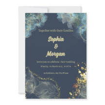 Navy Gold Modern Wedding Invitation