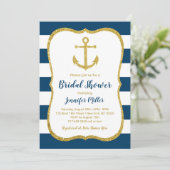 Navy & Gold Nautical Anchor Bridal Shower Invitation (Standing Front)