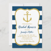 Navy & Gold Nautical Anchor Bridal Shower Invitation (Front)