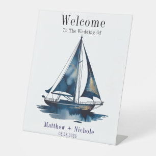 Navy Gold Nautical Boat Gold Wedding Welcome Sign