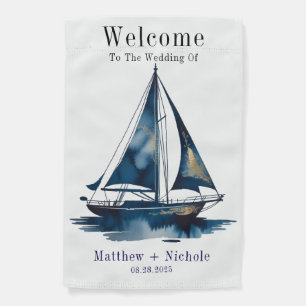 Navy Gold Nautical Boat Gold Wedding Welcome Sign