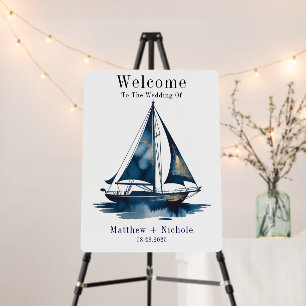 Navy Gold Nautical Boat Gold Wedding Welcome Sign