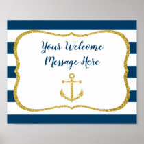 Navy & Gold Nautical Bridal Shower Welcome Poster