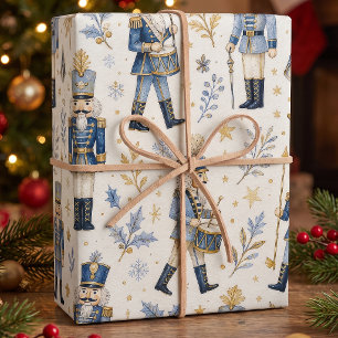 Navy Gold Nutcracker Toy Soldier Wrapping Paper Sheets