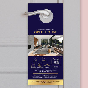Navy & Gold Open House Invitation House For Sale Door Hanger