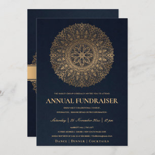 NAVY GOLD ORNATE MANDALA CORPORATE PARTY EVENT INVITATION