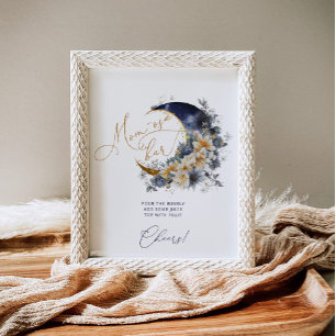 Navy gold over the moon baby shower Mom-osa bar Poster