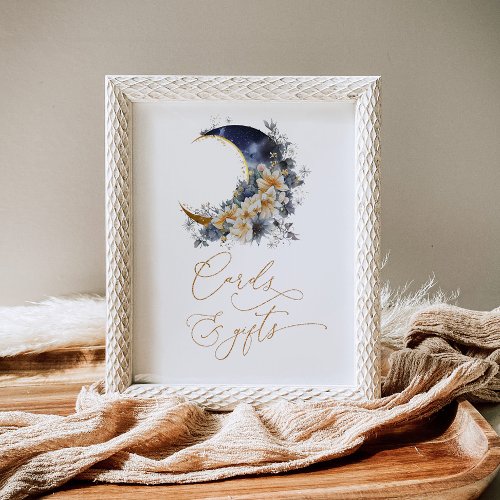 Navy gold Over the moon Cards and gifts Poster