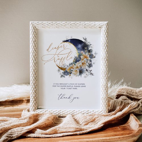 Navy gold Over the moon diaper raffle Poster