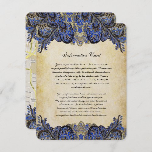 Navy  Gold Paisly Peacock Wedding Invitation