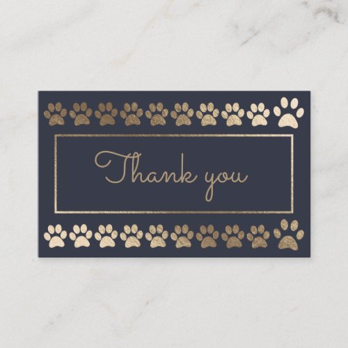 Navy Gold Paw Print Dog Walker Loyalty Card