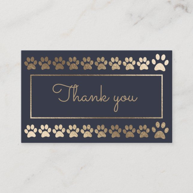Navy Gold Paw Print Dog Walker Loyalty Card (Front)