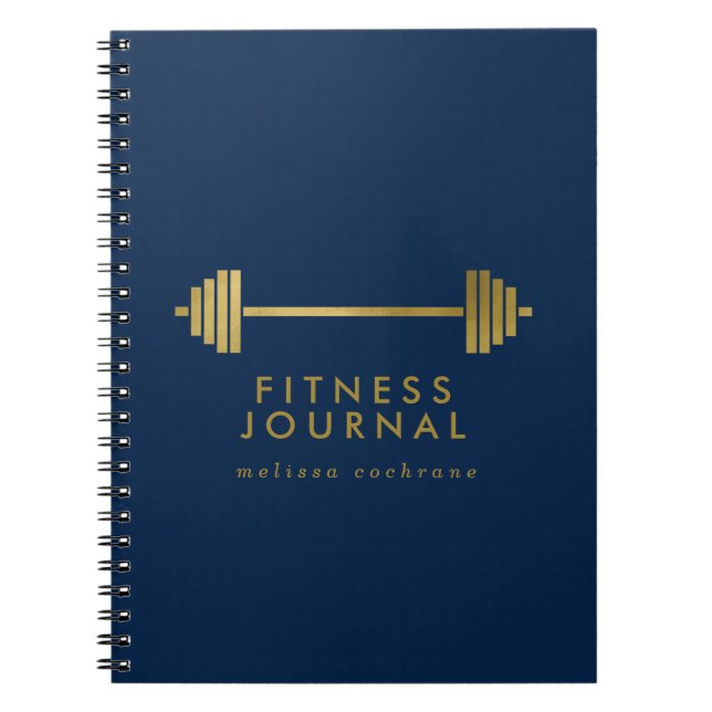 Navy & Gold Personalized Fitness Journal (Front)