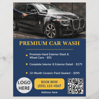 Navy Gold Premium Car Wash Auto Service Elegant Flyer