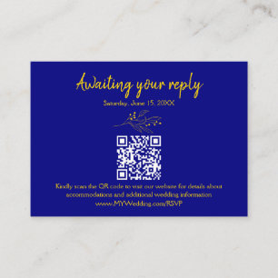 Navy Gold QR Code Wedding RSVP Card
