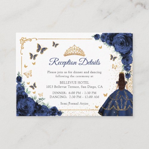 Navy Gold Quinceanera Reception Details