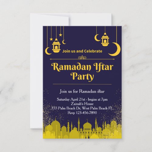 Navy  Gold Ramadan Iftar invitation