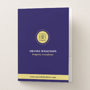 Navy Gold Real Estate Logo Branding Pocket Folder