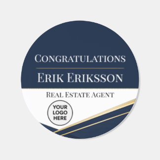 Navy Gold Realtor Closing Label Elegant