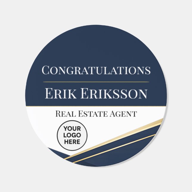 Navy Gold Realtor Closing Label Elegant (Single)