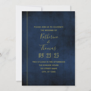 Navy & Gold Regal Wedding Invitation
