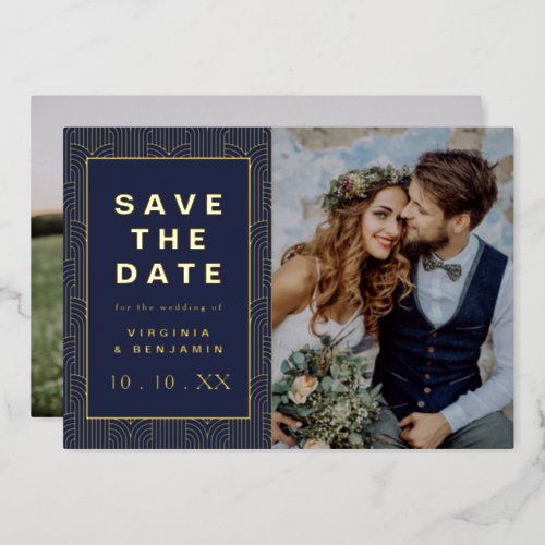 Navy Gold Save The Date Foil Photo Card