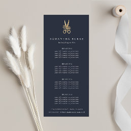 Navy &amp; Gold Scissors | Salon Pricing or Services Rack Card