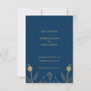 Navy Gold Scottish Thistle Wedding Save The Date C