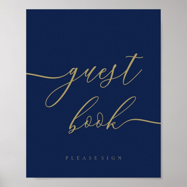 Navy gold Signature Wedding Guest Poster