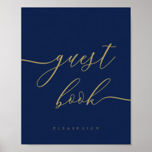 Navy gold Signature Wedding Guest Poster