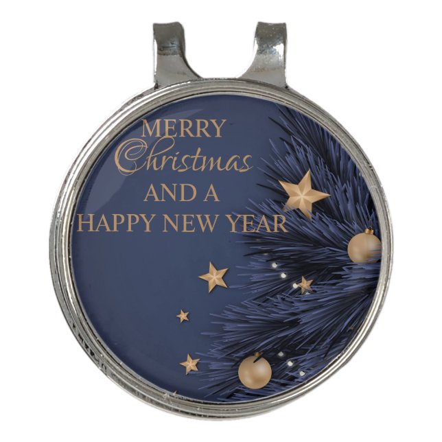 Navy Gold Simple Christmas Day Best Golf Hat Clip  (Front)