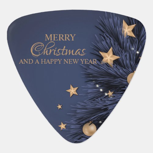 Navy Gold Simple Christmas Day Best Triangle  Guitar Pick