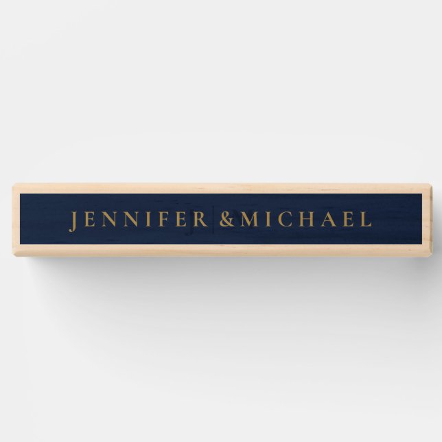 Navy Gold Simple Formal Fun Classic Wedding Topple Tower (Front)