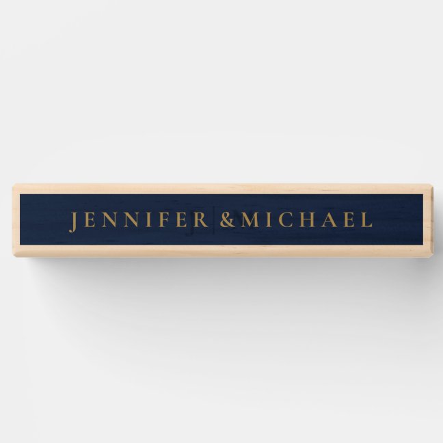 Navy Gold Simple Formal Fun Classic Wedding Topple Tower
