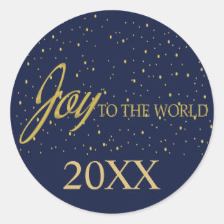 Navy & Gold Snow Joy to the World Sticker