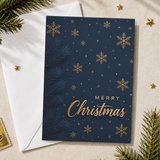 Navy Gold Snowflake Christmas