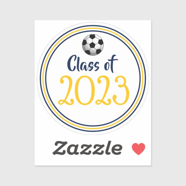 Navy & Gold Soccer Class Year Graduation Sticker (Sheet)