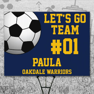 Navy Gold Soccer Team Sign
